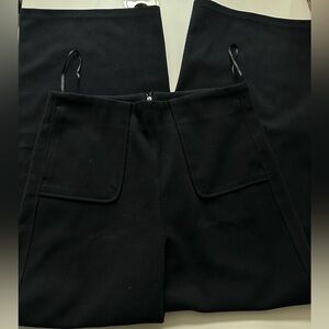 Black High-Waist Wide Leg Pants- suede like